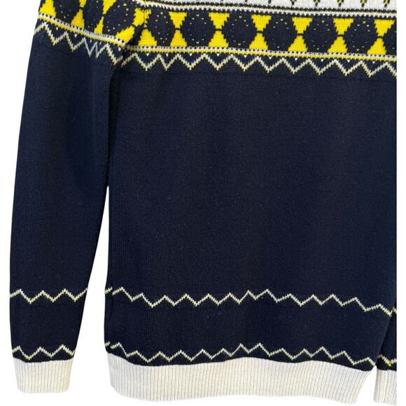 Maison Margiela Wool Blend Cream/Navy/Yellow Printed Sweater Size S - Picture 9 of 11